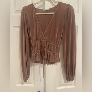 Zara Satin Pleated Top